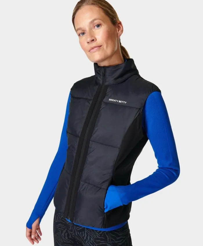 Women Accelerate Elite Running Gilet Black Sweaty Betty Coats and Jackets