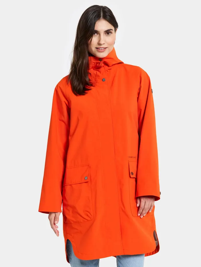 Women Adria Parka Tangerine Red Didriksons Spring Jackets
