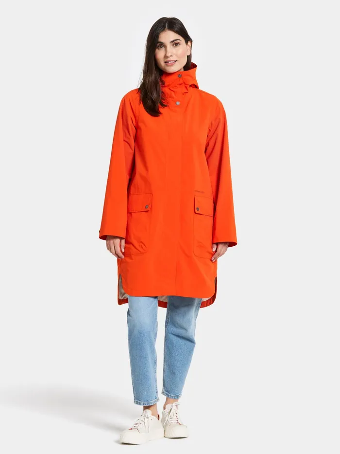 Women Adria Parka Tangerine Red Didriksons Spring Jackets