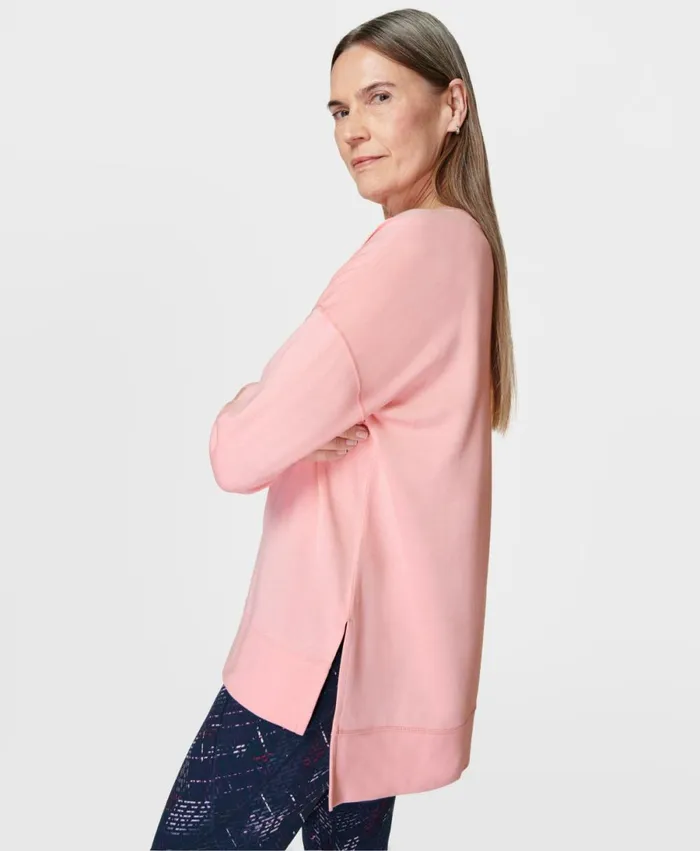 Women After Class Longline Sweatshirt Soft Pink Sweaty Betty Jumpers Hoodies