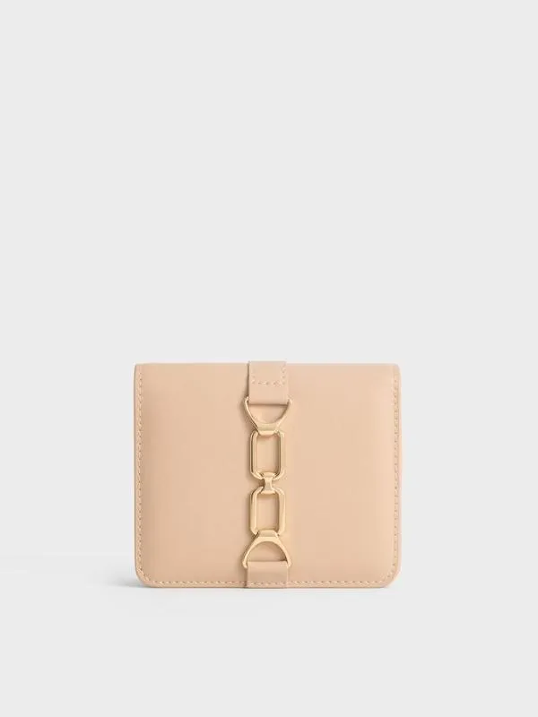 Women Agatha ChainAccent Card Holder 8211 Beige CHARLES and KEITH Wallets On Chain