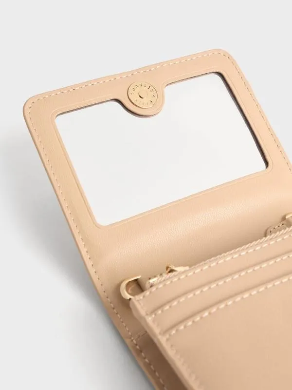 Women Agatha ChainAccent Card Holder 8211 Beige CHARLES and KEITH Wallets On Chain