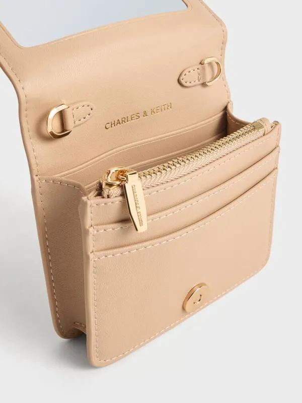 Women Agatha ChainAccent Card Holder 8211 Beige CHARLES and KEITH Wallets On Chain