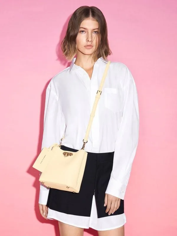Women Alcott Bucket Bag 8211 Beige CHARLES and KEITH Bucket Bags