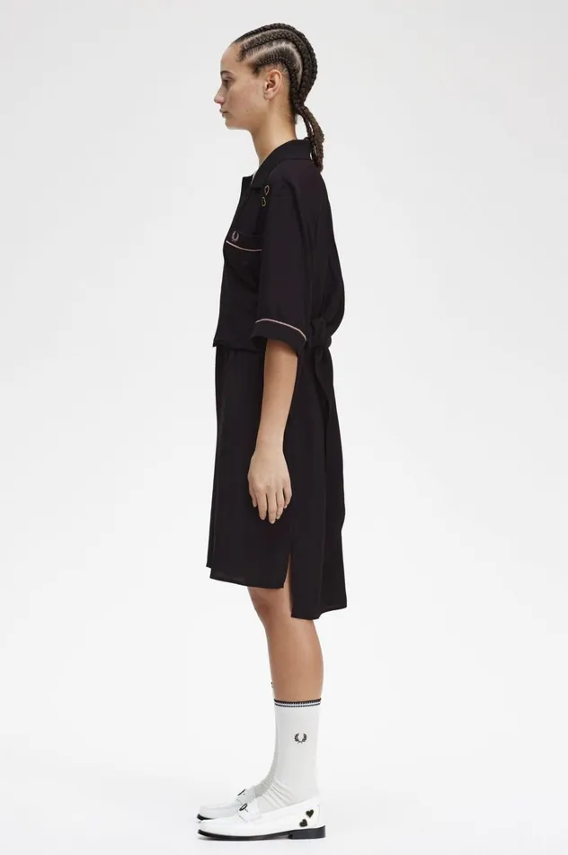 Women Amy Winehouse FoundationBowling Shirt Dress Black Fred Perry Dresses