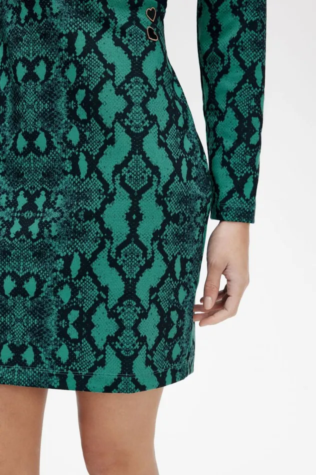 Women Amy Winehouse FoundationOfftheShoulder Snakeprint Dress Deep Mint Fred Perry Dresses