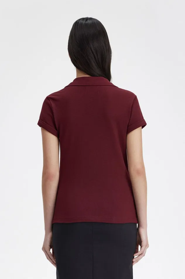 Women Amy Winehouse FoundationOpenCollar Pique Shirt Oxblood Fred Perry Polo Shirts