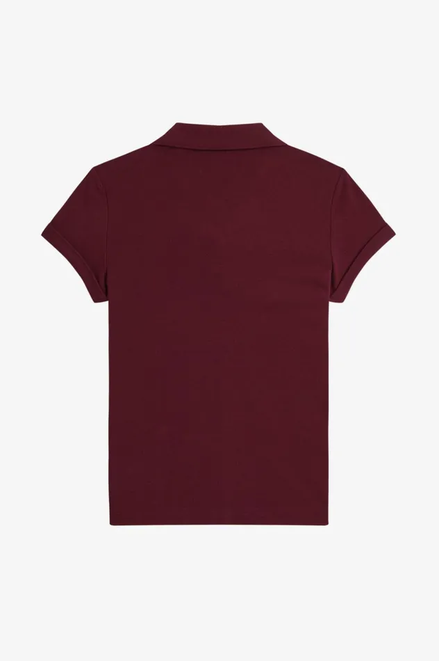Women Amy Winehouse FoundationOpenCollar Pique Shirt Oxblood Fred Perry Polo Shirts