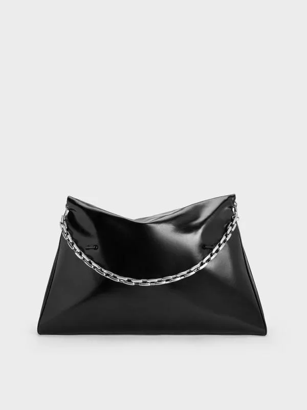 Women Andromeda ChunkyChain Trapeze Xl Tote Bag 8211 Noir CHARLES and KEITH Slouchy Bags