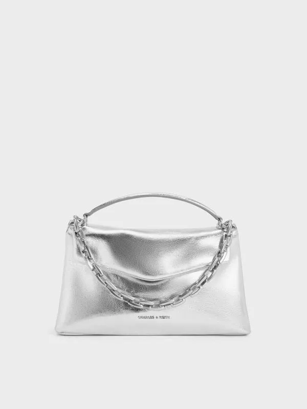 Women Andromeda Metallic ChunkyChain Top Handle Bag 8211 Silver CHARLES and KEITH Top Handle Bags Women Andromeda Metallic ChunkyChain Top Handle Bag 8211 Silver CHARLES and KEITH Top Handle Bags
