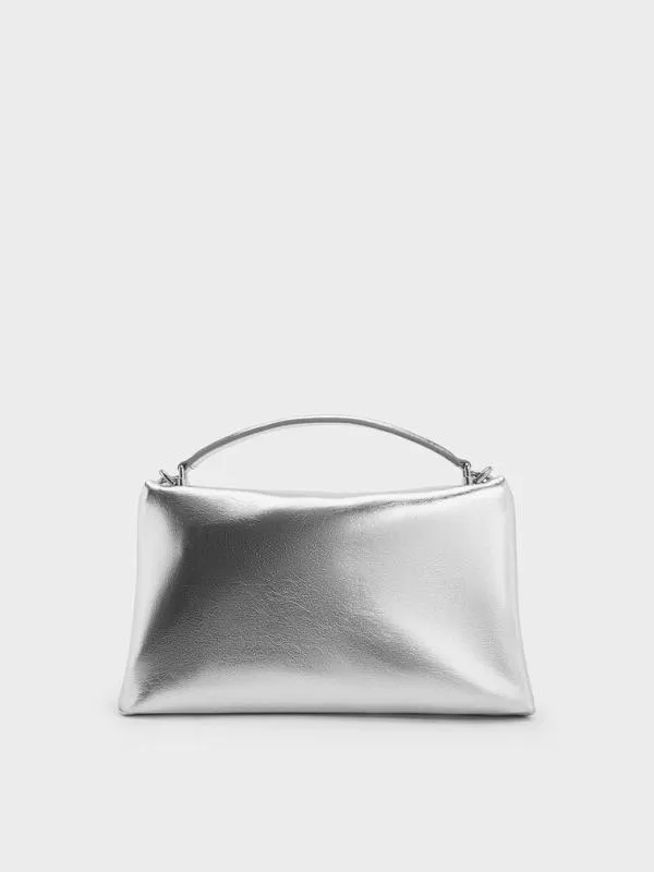 Women Andromeda Metallic ChunkyChain Top Handle Bag 8211 Silver CHARLES and KEITH Top Handle Bags