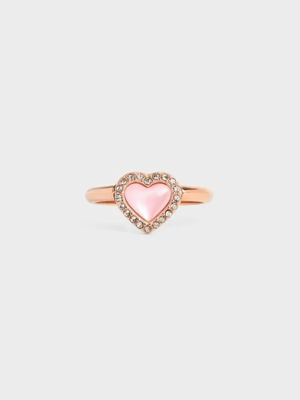 Women Annalise Crystal HeartStone Ring 8211 Rose Gold CHARLES and KEITH Rings