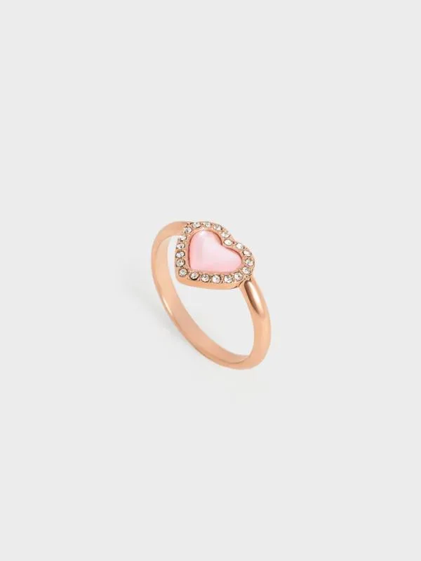 Women Annalise Crystal HeartStone Ring 8211 Rose Gold CHARLES and KEITH Rings
