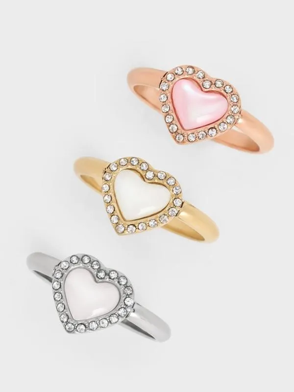 Women Annalise Crystal HeartStone Ring 8211 Rose Gold CHARLES and KEITH Rings