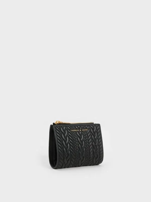 Women Apolline Textured TopZip Wallet 8211 Black CHARLES and KEITH Small Wallets