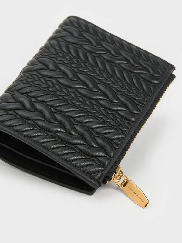 Women Apolline Textured TopZip Wallet 8211 Black CHARLES and KEITH Small Wallets