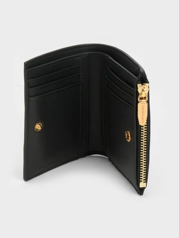 Women Apolline Textured TopZip Wallet 8211 Black CHARLES and KEITH Small Wallets