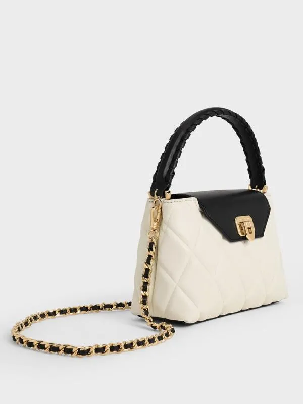 Women Arwen Quilted BraidedStrap Top Handle Bag 8211 Multi CHARLES and KEITH Top Handle Bags