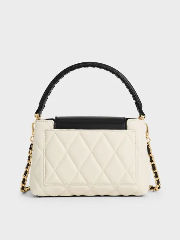 Women Arwen Quilted BraidedStrap Top Handle Bag 8211 Multi CHARLES and KEITH Top Handle Bags