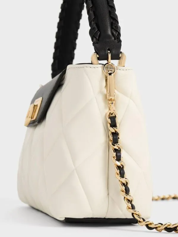Women Arwen Quilted BraidedStrap Top Handle Bag 8211 Multi CHARLES and KEITH Top Handle Bags