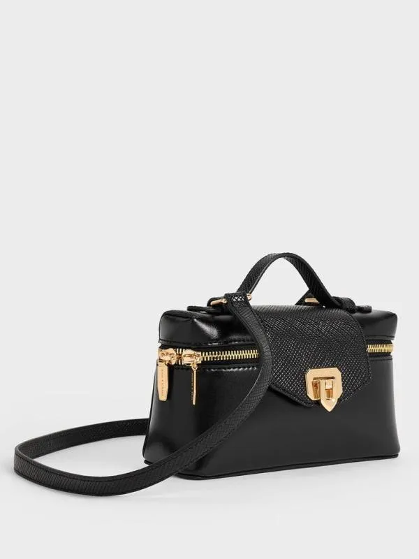 Women Arwen Top Handle Vanity Bag 8211 Black CHARLES and KEITH Top Handle Bags