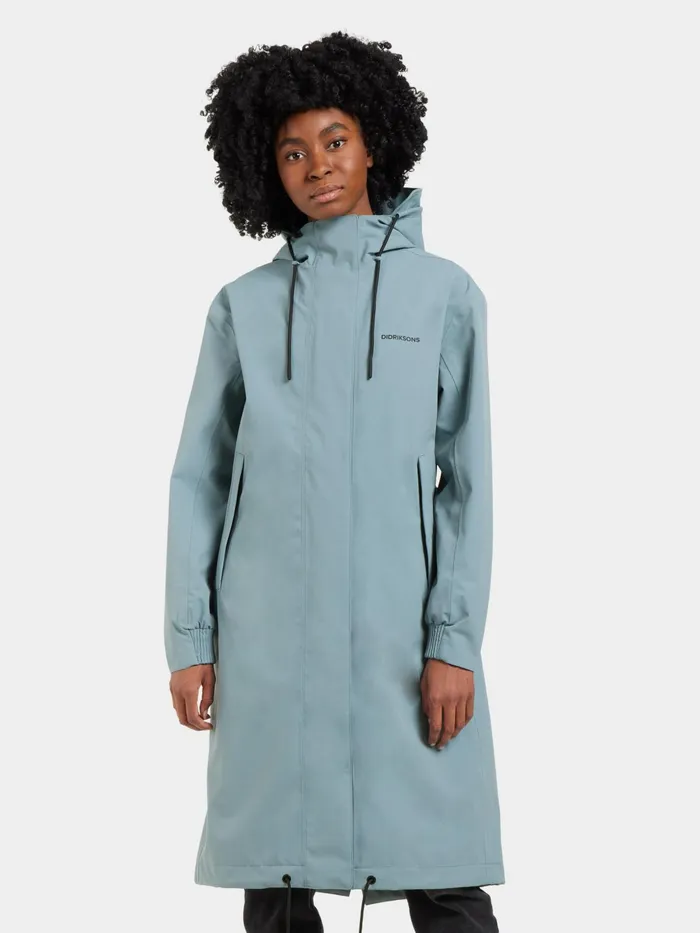 Women Astrid Parka Long Factory Blue Didriksons Spring Jackets