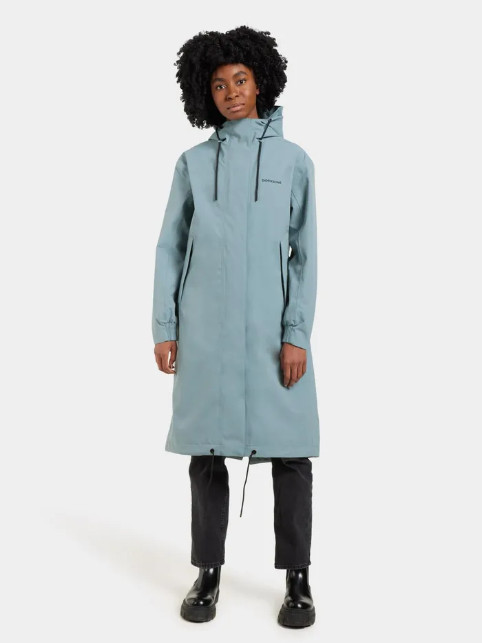 Women Astrid Parka Long Factory Blue Didriksons Spring Jackets