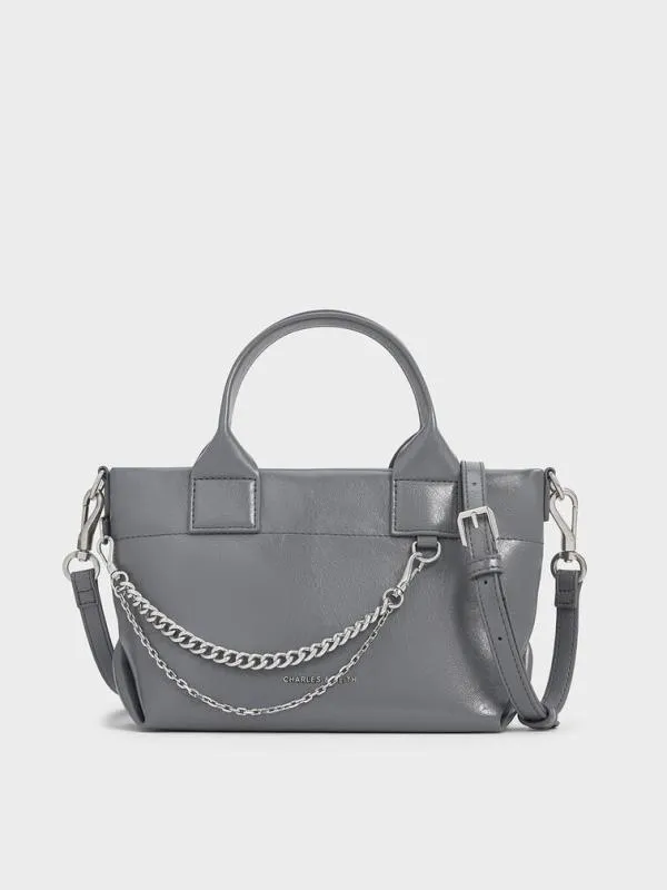 Women Atwood CrinkleEffect ChainEmbellished Tote Bag 8211 Grey CHARLES and KEITH Tote Bags Women Atwood CrinkleEffect ChainEmbellished Tote Bag 8211 Grey CHARLES and KEITH Tote Bags