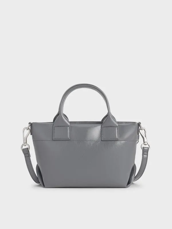 Women Atwood CrinkleEffect ChainEmbellished Tote Bag 8211 Grey CHARLES and KEITH Tote Bags