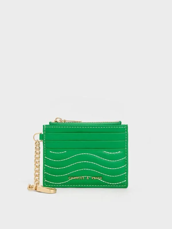 Women Aubrielle StitchTrim Zip Card Holder 8211 Green CHARLES and KEITH Card Holders