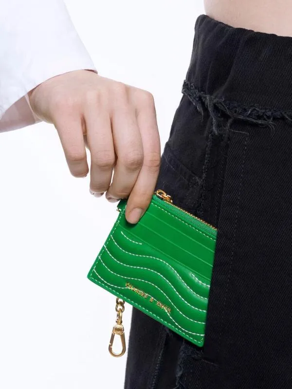 Women Aubrielle StitchTrim Zip Card Holder 8211 Green CHARLES and KEITH Card Holders