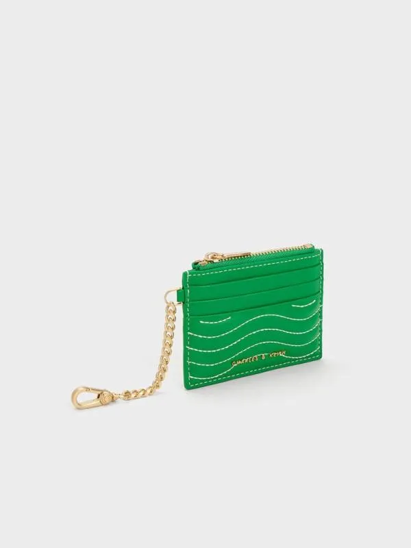 Women Aubrielle StitchTrim Zip Card Holder 8211 Green CHARLES and KEITH Card Holders