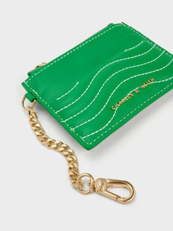 Women Aubrielle StitchTrim Zip Card Holder 8211 Green CHARLES and KEITH Card Holders