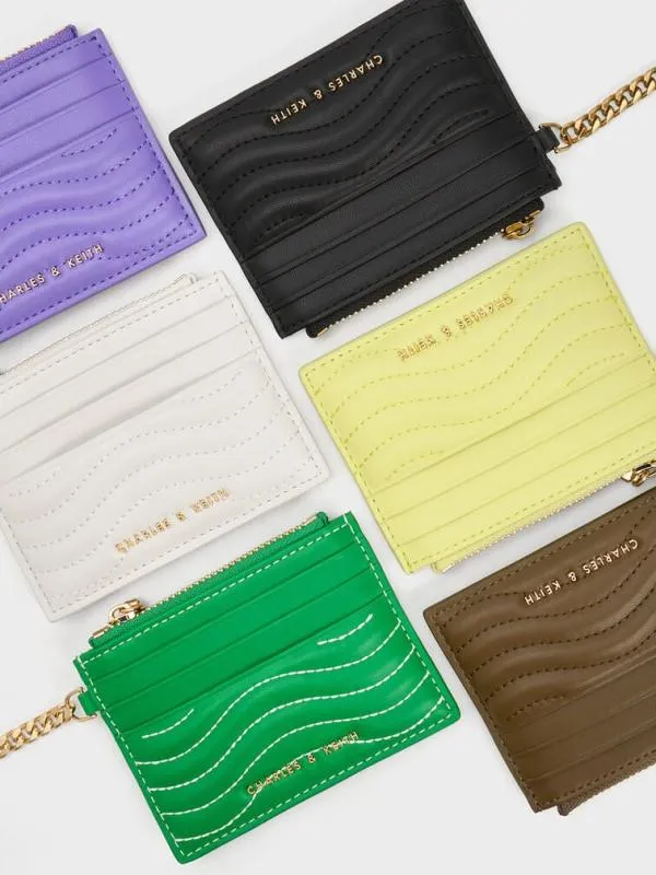 Women Aubrielle StitchTrim Zip Card Holder 8211 Green CHARLES and KEITH Card Holders