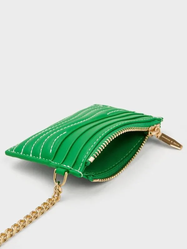 Women Aubrielle StitchTrim Zip Card Holder 8211 Green CHARLES and KEITH Card Holders