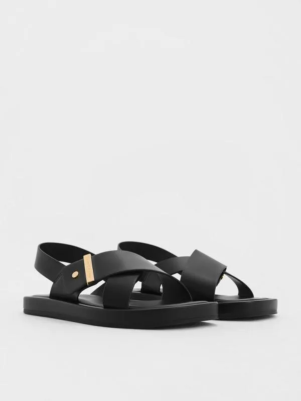 Women Audra CrossoverStrap Slingback Sandals 8211 Black CHARLES and KEITH Sandals