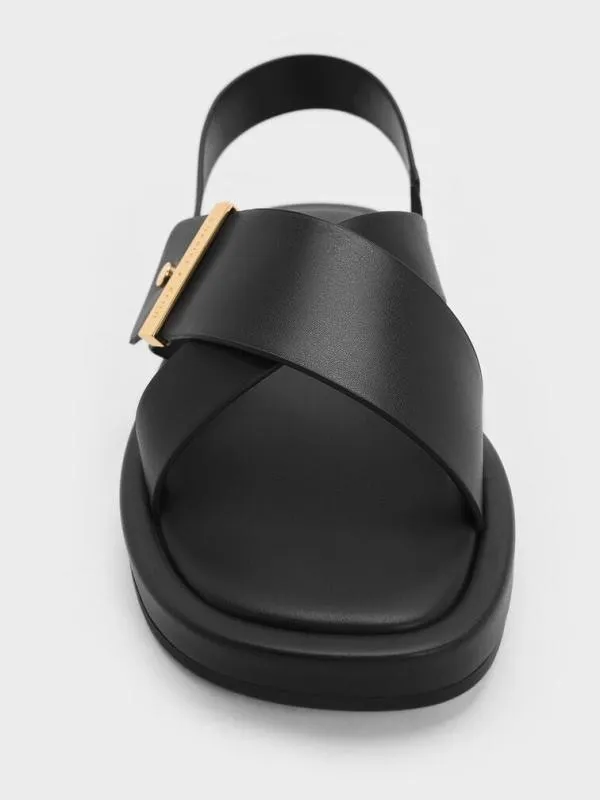Women Audra CrossoverStrap Slingback Sandals 8211 Black CHARLES and KEITH Sandals