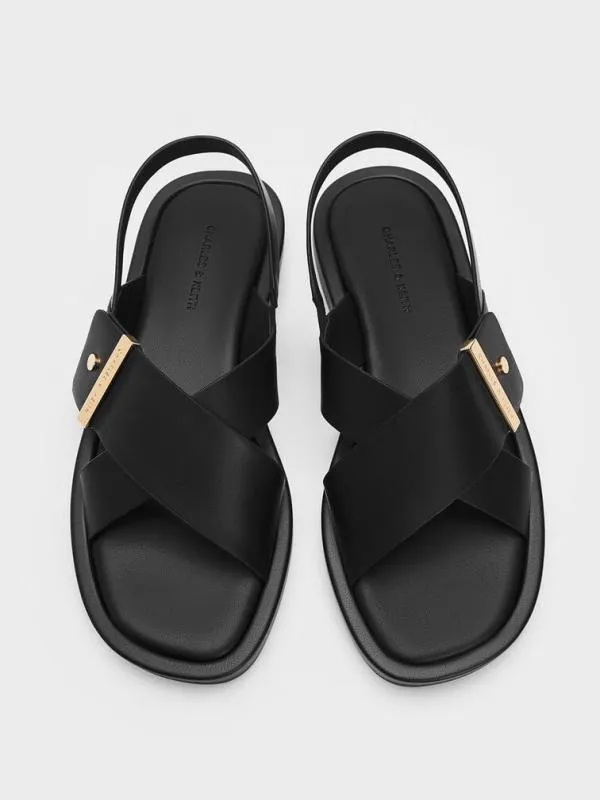 Women Audra CrossoverStrap Slingback Sandals 8211 Black CHARLES and KEITH Sandals