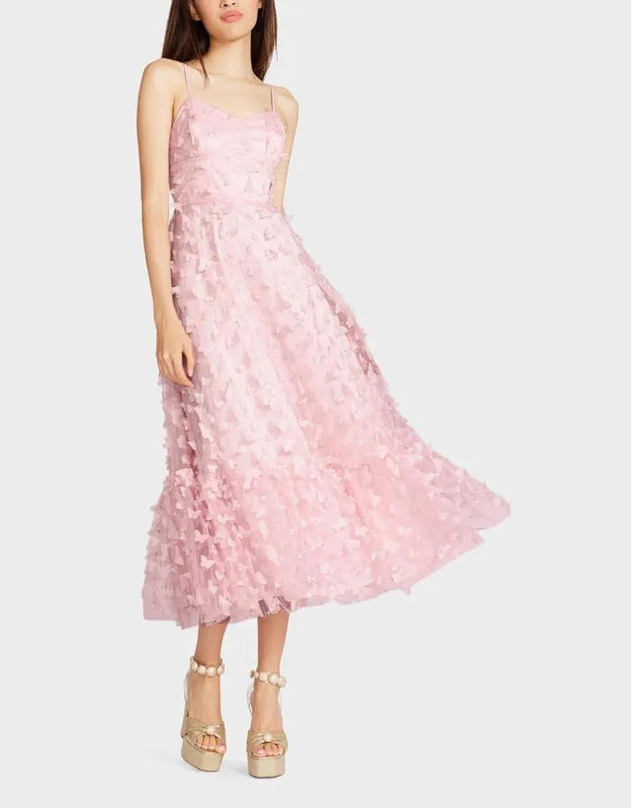 Women BETSEYS BUTTERFLY MAXI DRESS PINK Pink Betsey Johnson