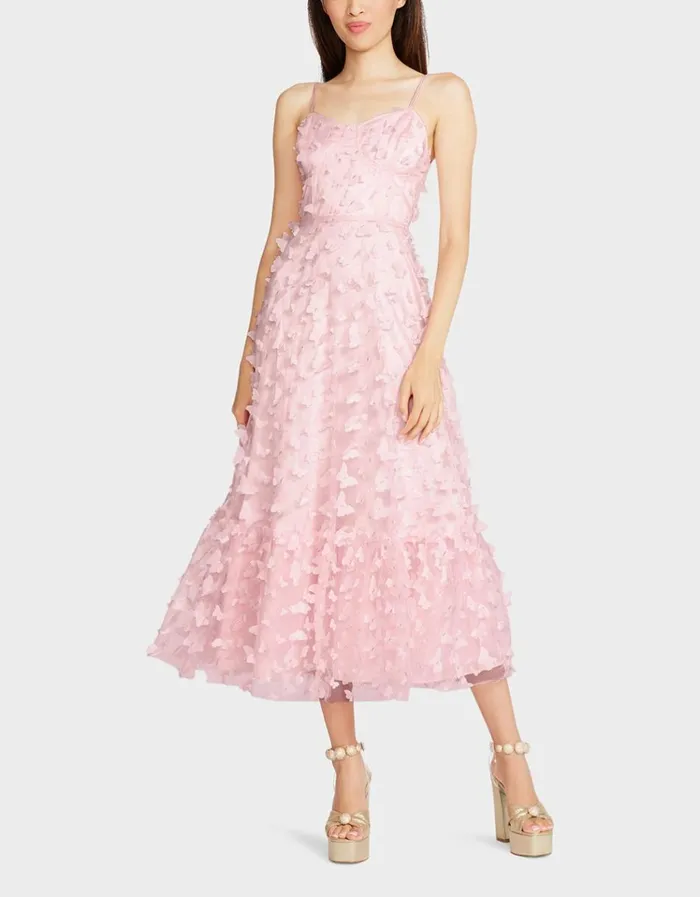 Women BETSEYS BUTTERFLY MAXI DRESS PINK Pink Betsey Johnson