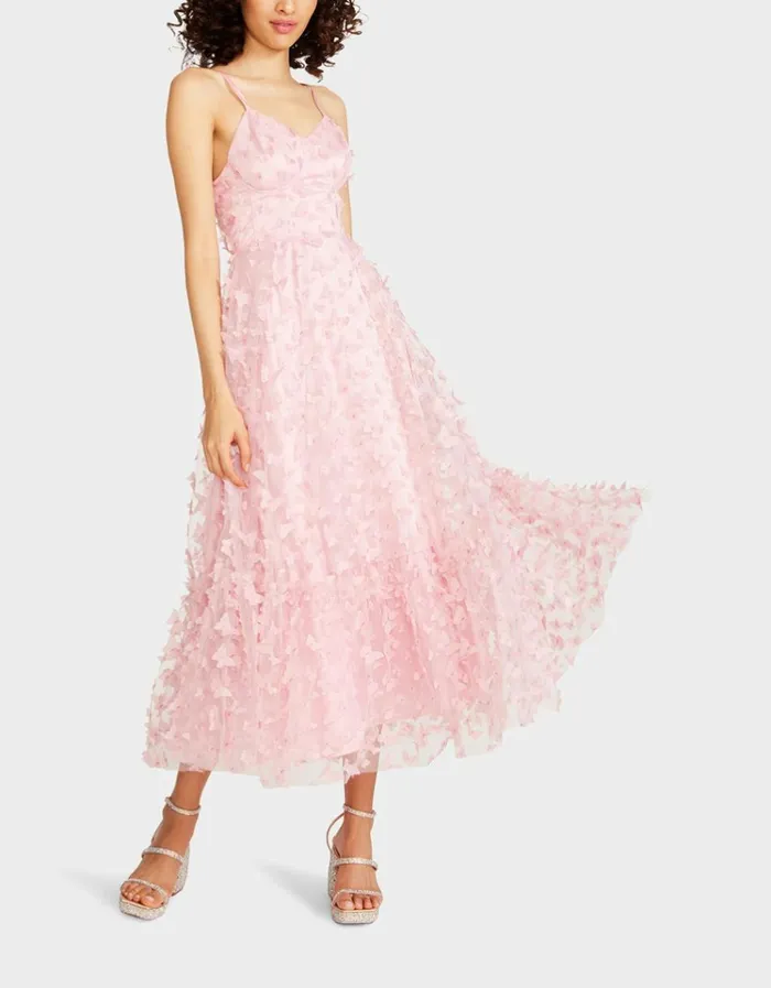 Women BETSEYS BUTTERFLY MAXI DRESS PINK Pink Betsey Johnson