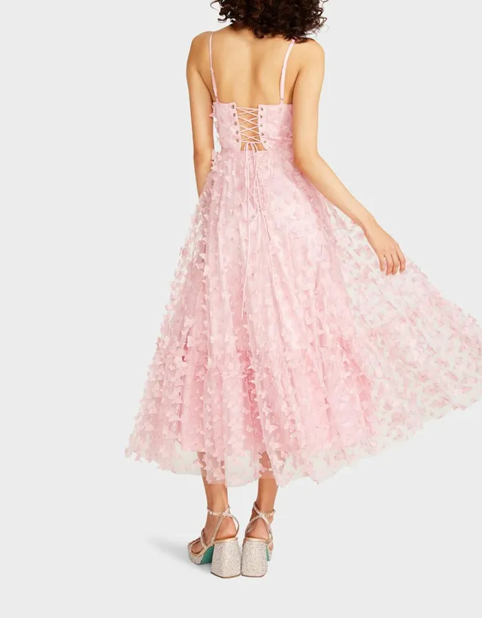 Women BETSEYS BUTTERFLY MAXI DRESS PINK Pink Betsey Johnson