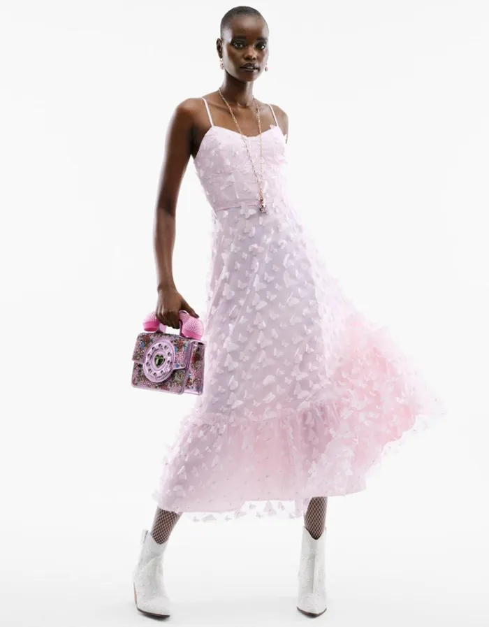Women BETSEYS BUTTERFLY MAXI DRESS PINK Pink Betsey Johnson