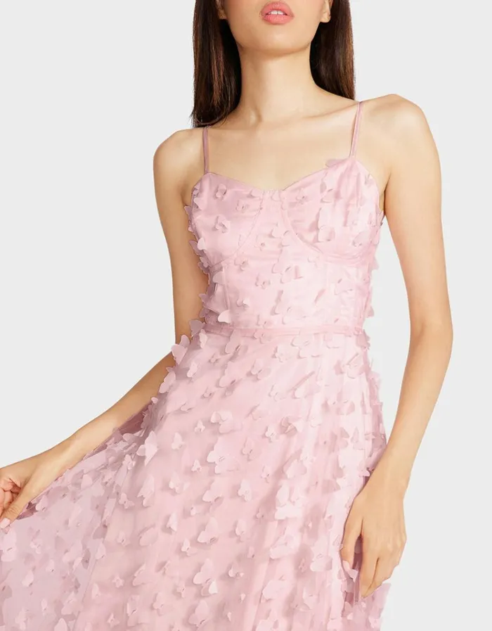 Women BETSEYS BUTTERFLY MAXI DRESS PINK Pink Betsey Johnson