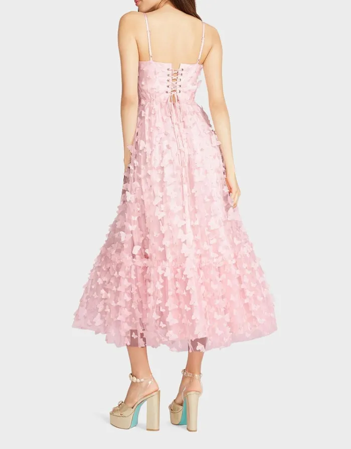 Women BETSEYS BUTTERFLY MAXI DRESS PINK Pink Betsey Johnson