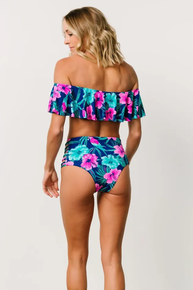 Women Bikini Baltic Born Keke High Waisted Bikini Bottom Navy Tropical Floral Women Bikini Baltic Born Keke High Waisted Bikini Bottom Navy Tropical Floral