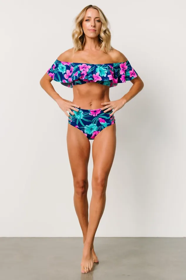 Women Bikini Baltic Born Keke High Waisted Bikini Bottom Navy Tropical Floral Women Bikini Baltic Born Keke High Waisted Bikini Bottom Navy Tropical Floral