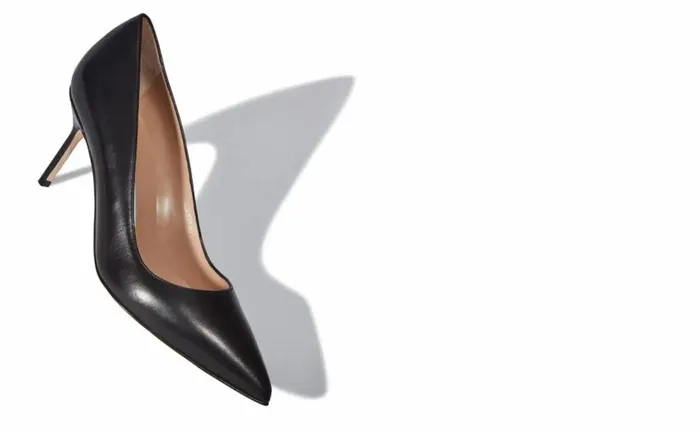 Women Black Calf Leather Pointed Toe Pumps Manolo Blahnik Pumps