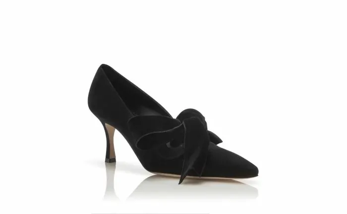 Women Black Suede And Velvet Bow Detail Pumps Manolo Blahnik Pumps