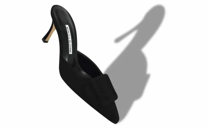 Women Black Suede Buckle Mules Manolo Blahnik Mules